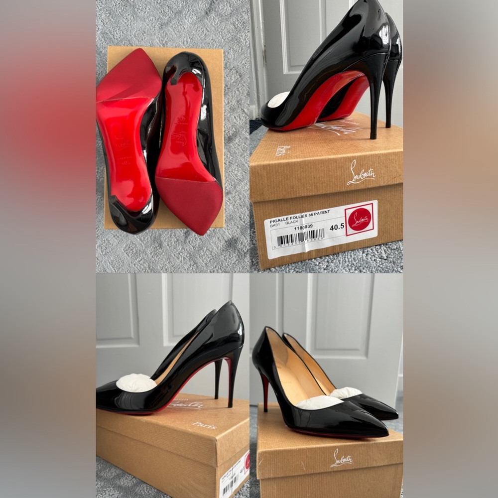Christian Louboutin Glossy Black Heels with Iconic Red Soles
